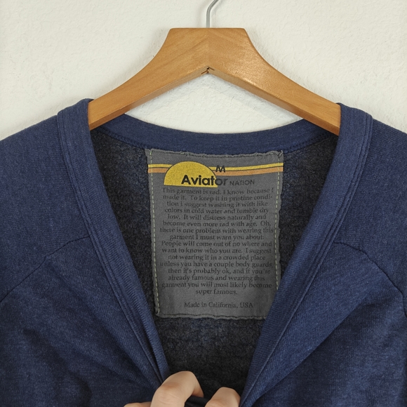 Aviator Nation BOLT CREW SWEATSHIRT In Navy Blue Size Medium Unisex - Picture 9 of 16